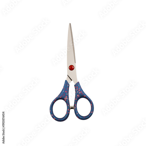 Scissors With Floral Design and Red Dot Handle Used for Cutting Tasks in a Ho...