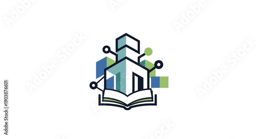 Graphic design elements on book.