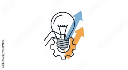 Innovation Idea Bulb Gear Concept.