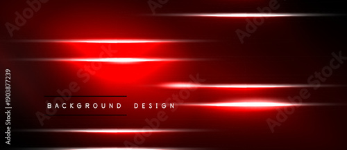Dark red background features bright horizontal light streaks. Modern design element, dynamic visual effect, sleek presentation.