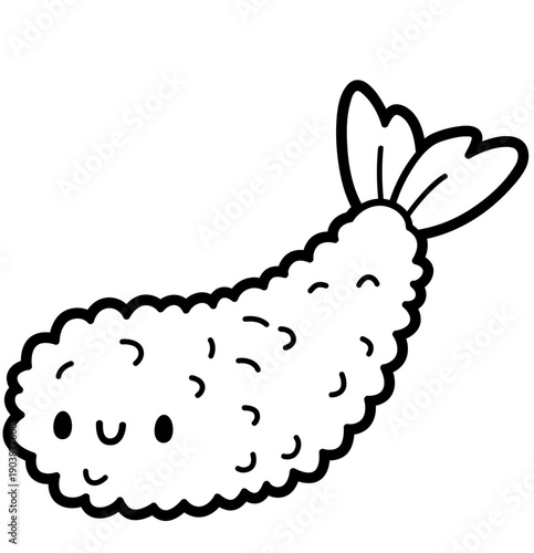 Cute Kawaii Shrimp Tempura Clip Art for Stickers and Food Branding