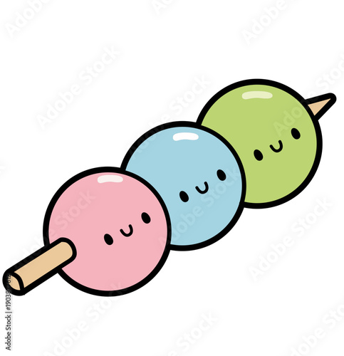 Cute Kawaii Dango Clip Art for Stickers, Japanese Food Designs and Merch