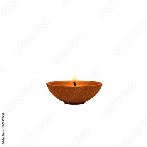 Candle Burning in a Bowl on a Table Creating Light in a Room During Evening H...