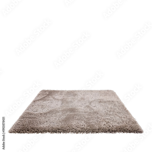 Light Brown Shag Rug on a Plain Background in a Home Setting