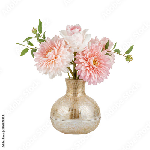 Flowers in a Clear Glass Vase on a Simple Background With Natural Light