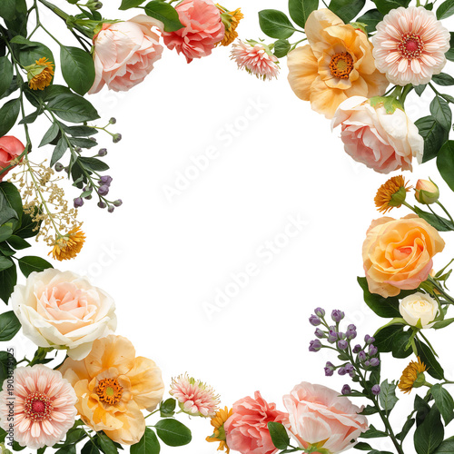 Colorful Flowers Frame a Simple Design in a Bright Setting During a Sunny Day