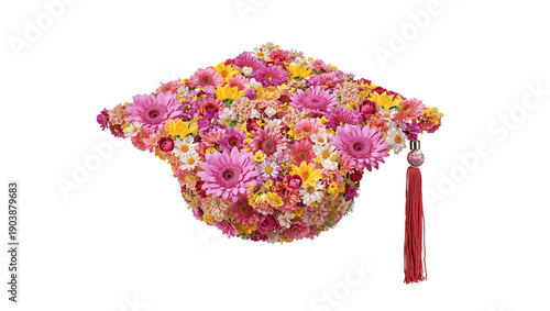 Floral Graduation Cap Decorated With Colorful Flowers for a Special Celebration