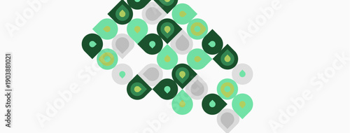 Abstract pattern features repeating rounded squares. Green, gray, pale hues create simple visual texture. Minimalist design, clean aesthetic.