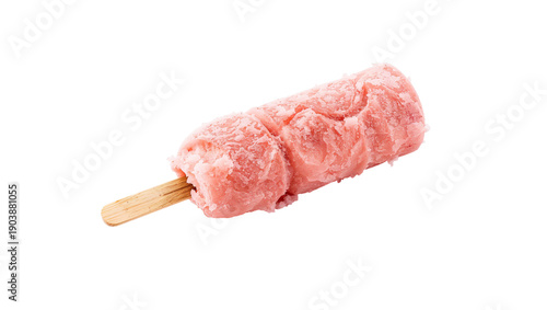 Fruit Popsicle on a Stick With Cherry and Apple Pieces in Bright Colors Ready...