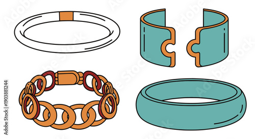 Bracelets Bangles line art color