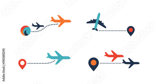 Air Route Line art color simple design