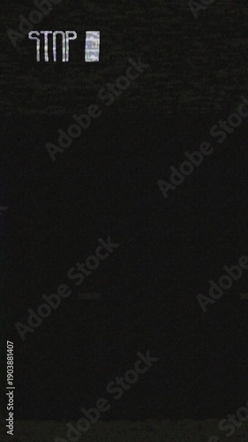 Vintage VHS artifacts effect overlay, Glitches error from an old tape or old TV. No signal tv glitch effect. Play, stop, Forward, rewind, eject, and pause scenes