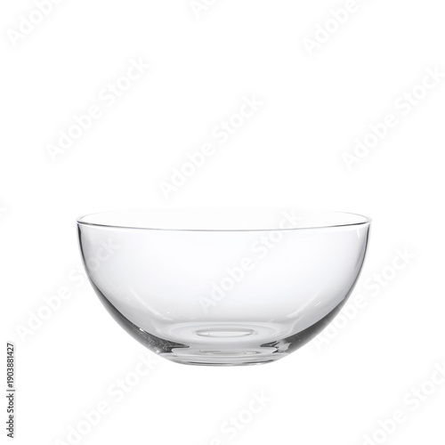 Clear Glass Bowl on White Background Used for Serving Food in Various Setting...