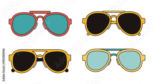 Aviator Glasses Line flat illustration
