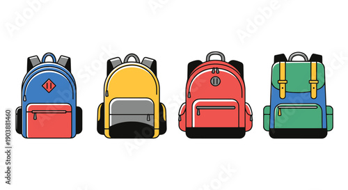 Backpacks Line art premium color outline design