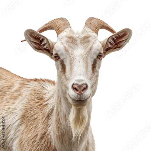Goat Standing in Front of a Plain Background Looking Directly at the Camera D...
