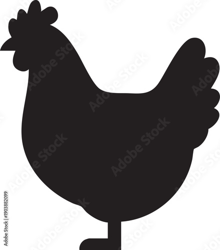 Hen and chicken with eggs farm illustration vector icon
