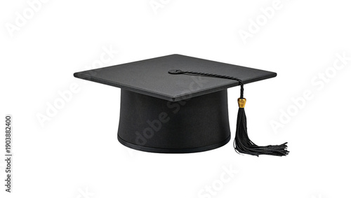 Black Graduation Cap Displayed on a White Background for a Graduation Celebra...