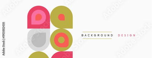 Abstract geometric shapes, pink, olive, gray. Minimalist design with text elements. Clean aesthetic, simple composition. Background pattern.