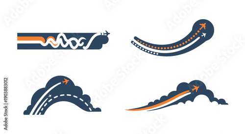 Contrail Line art creative color filled design