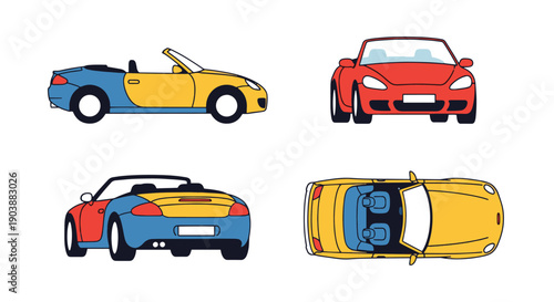 Convertible Line art filled flat design