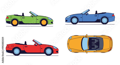 Convertible Line art graphic illustration