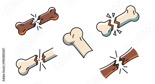 Broken Bone Line art colorful