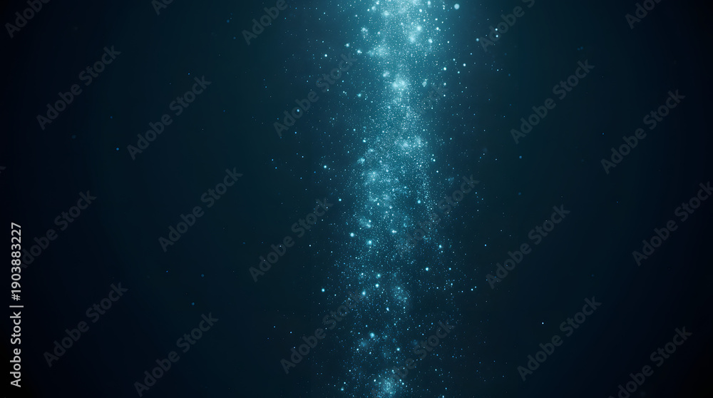 Obraz premium Bioluminescent deep-sea environment with glowing particles
