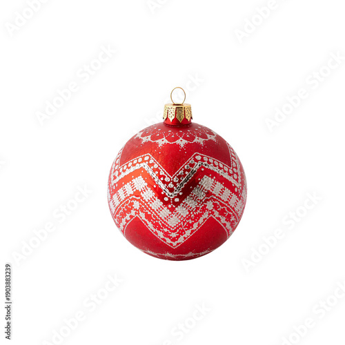 Bright Red Ornament With White Pattern Hanging for Holiday Decoration