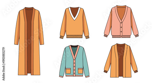 Cardigans Line art digital illustration