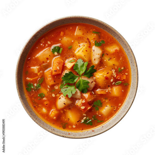 Warm Soup Served in a Bowl With Herbs for Garnish