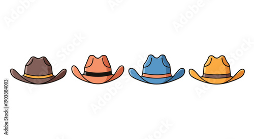 Cowboy Hats Line art color flat design