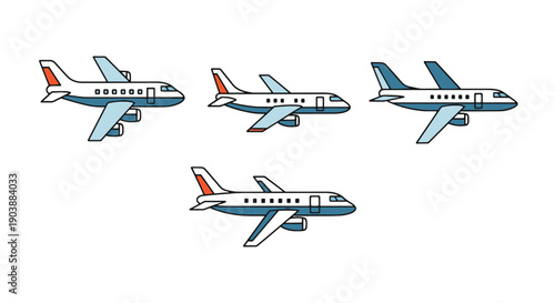 Delivery Plane Line color art flat style
