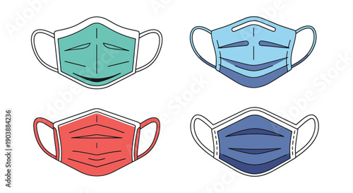 Face Mask Line art colorful modern style