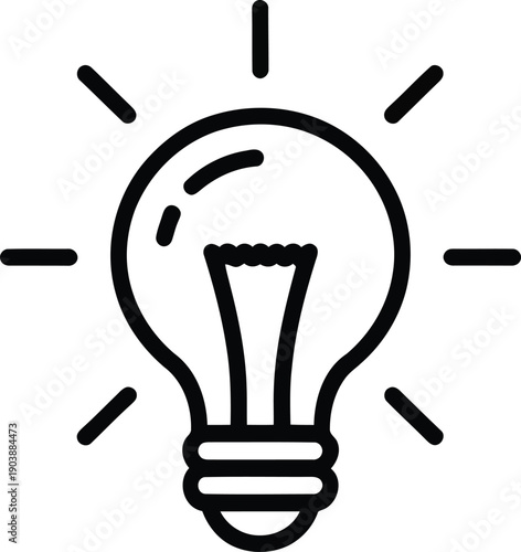 A bright lightbulb with rays of light emanating from it, symbolizing ideas and inspiration.
