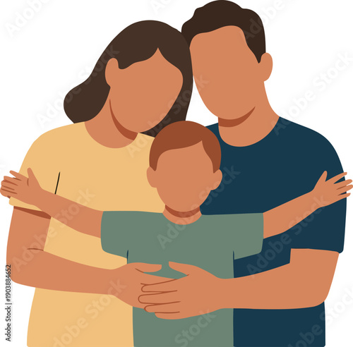 A heartwarming illustration of a family embracing each other with love and warmth.