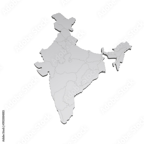 Map of India Showing State Borders and Geographical Outline in a Simple Design