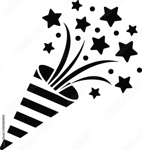 Vibrant firework exploding in the night sky with stars and dots