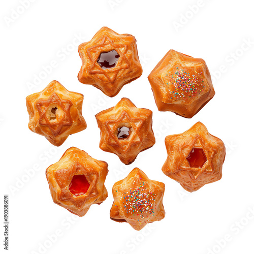 Sweet Star-Shaped Pastries With Colorful Sprinkles on a White Background