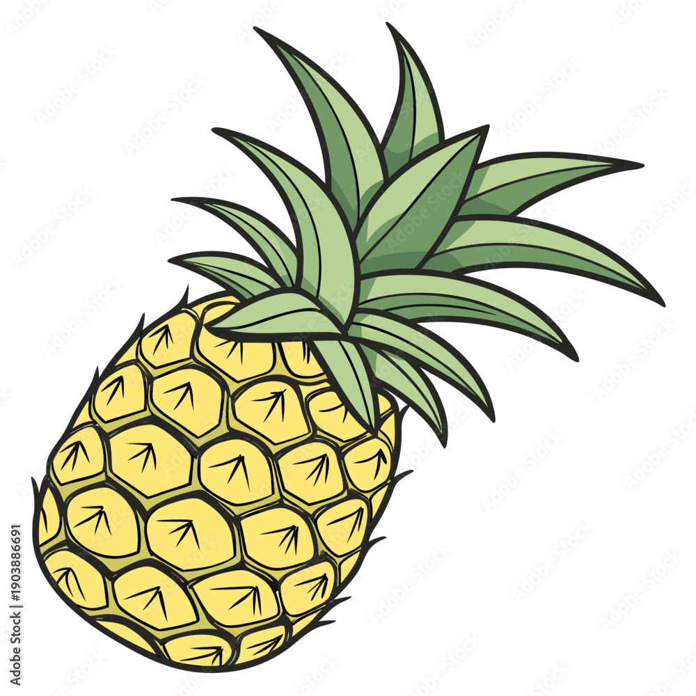 Obraz premium A colorful cartoon of a whole pineapple Vector