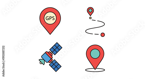 Fotografía GPS Line art vector color minimal style