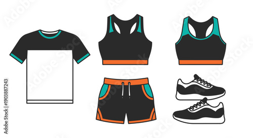 Gym Clothes Line art filed color creative design