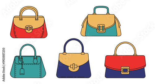Handbags Line art vector set