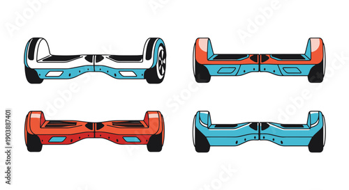 Hoverboards Line art color minimal style