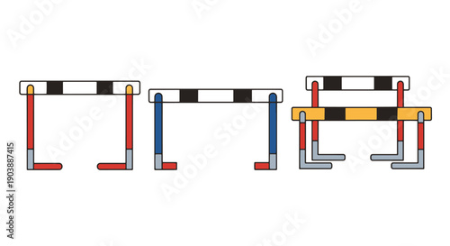 Hurdles Line art color vector minimal style