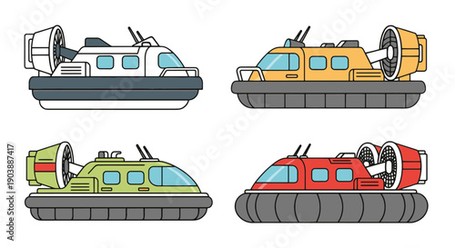 Hovercraft Line art color vector minimal style