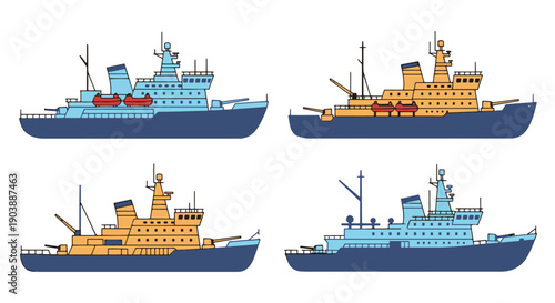 Icebreaker Ship Line luxury color outline design
