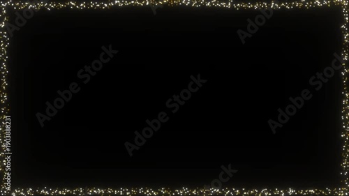 Frame of lights Golden Dust Particles Floating on Black Background Overlay particles, dust