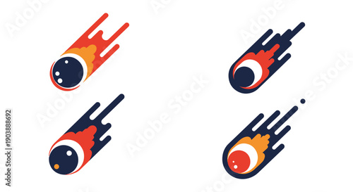 Meteor Line art color flat design