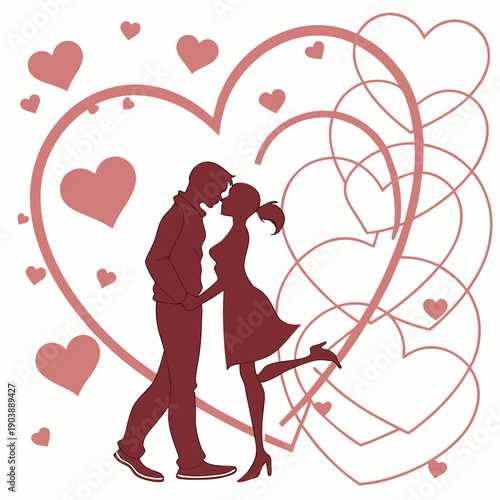 couple kissing in front of big heart